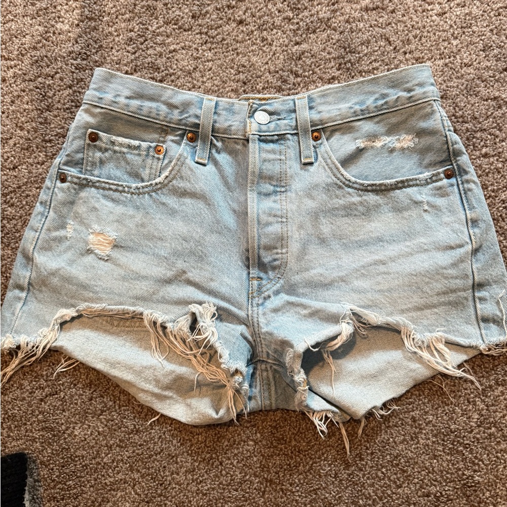 Levi's Light Blue Distressed Jean Shorts